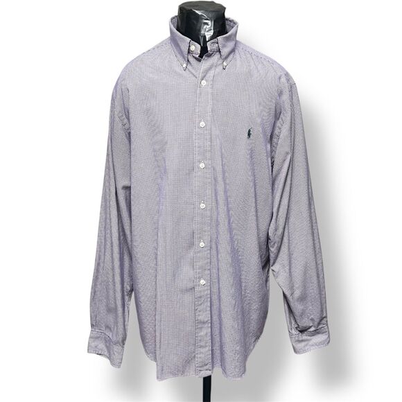 Ralph Lauren Men’s XXL Purple Houndstooth Check Classic Fit Button Down Shirt - Picture 2 of 9